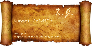 Kunszt Jolán névjegykártya